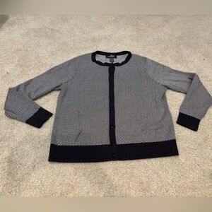 Lands' End Women's Black and White Cardigan